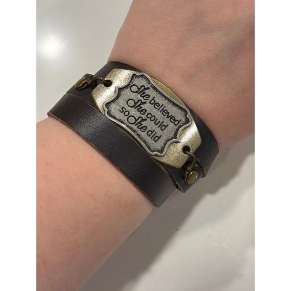 Vt Style Brown Leather Wrap Bracelet Country Western Boho Empowerment Confidence